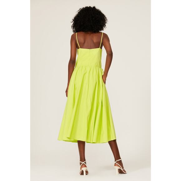 JASON WU Collective Yellow Cotton V-Neck Drawstring Waist Midi Dress size 14 - Picture 2 of 16